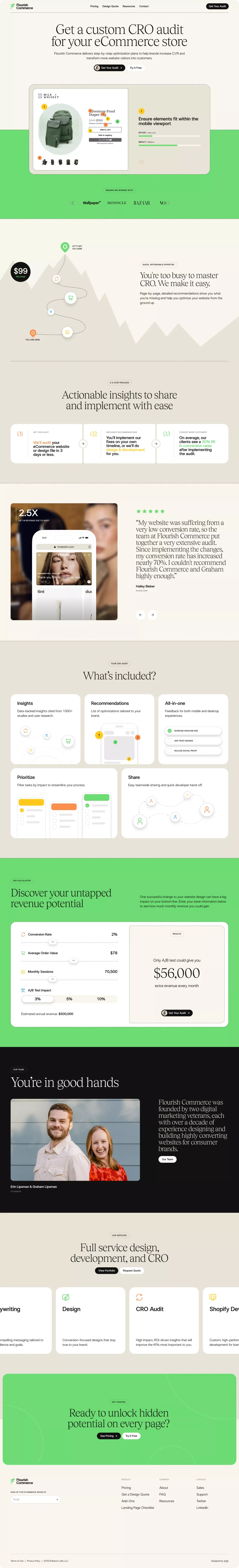 Flourish Commerce - Website optimization ecommerce page screenshot showcasing Ecommerce design