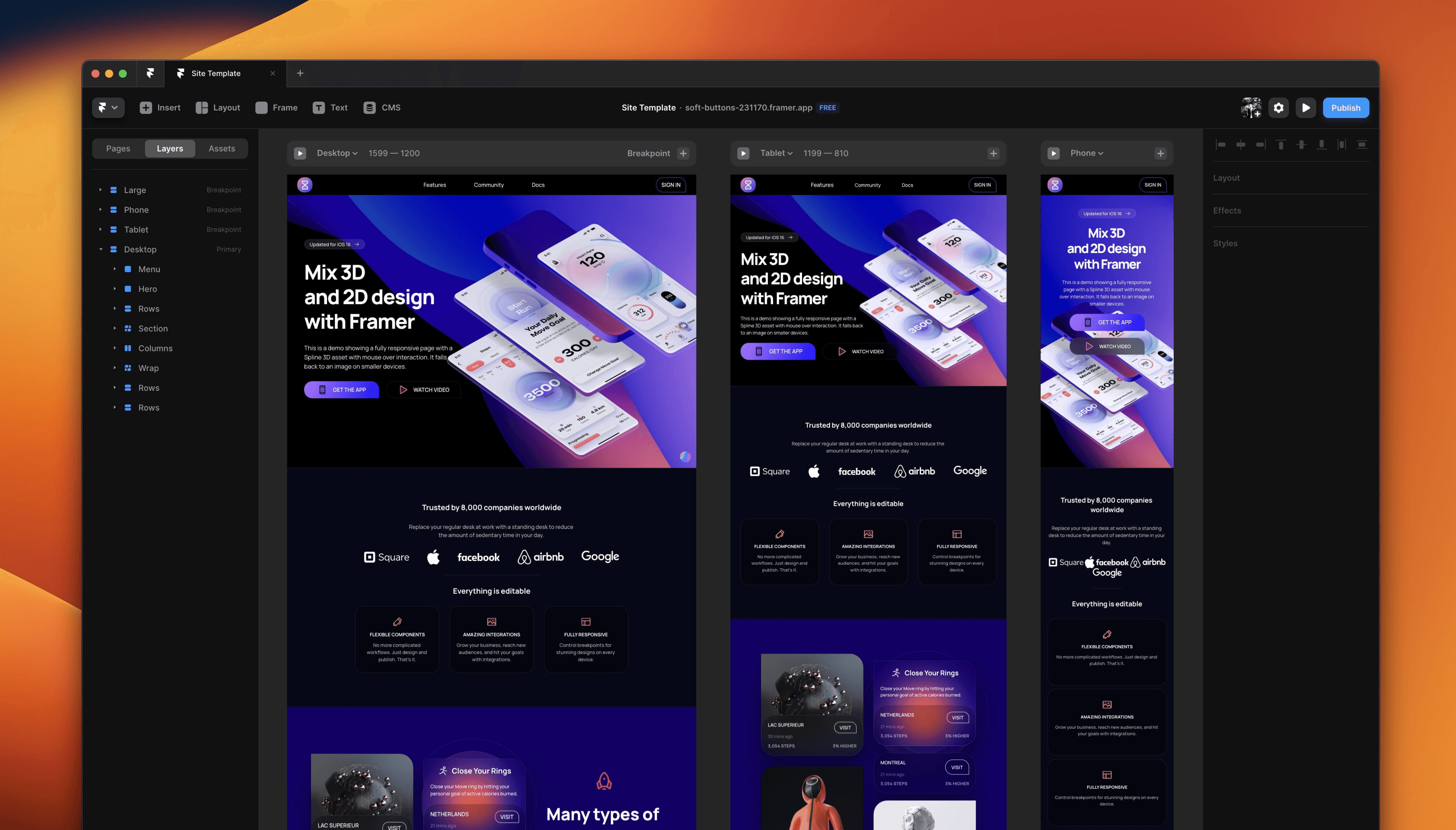 Design Templates made in Framer