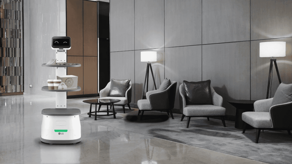 LG CLOi ServeBot in a hospitality environment