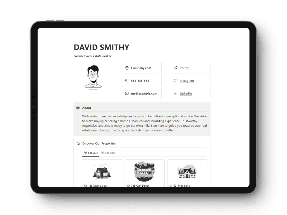 Notion Business Card for Realtors