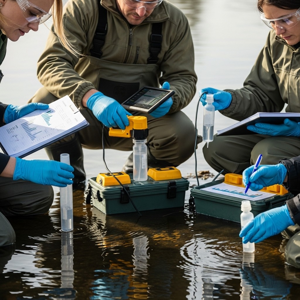 Close-up of a dark green leaf showing its textured surface and central vein against a muted background.