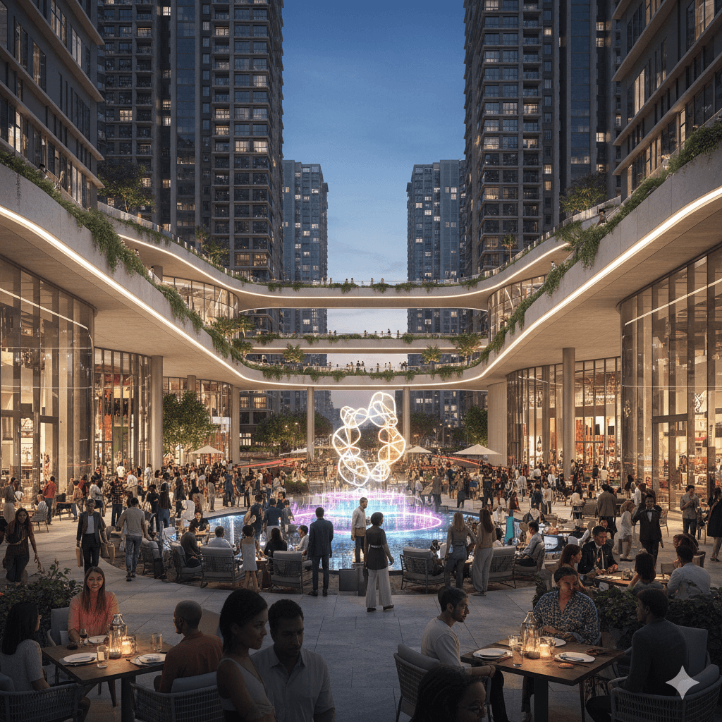 Vibrant open-air community hangout and dining boulevard in a Gurugram commercial hub