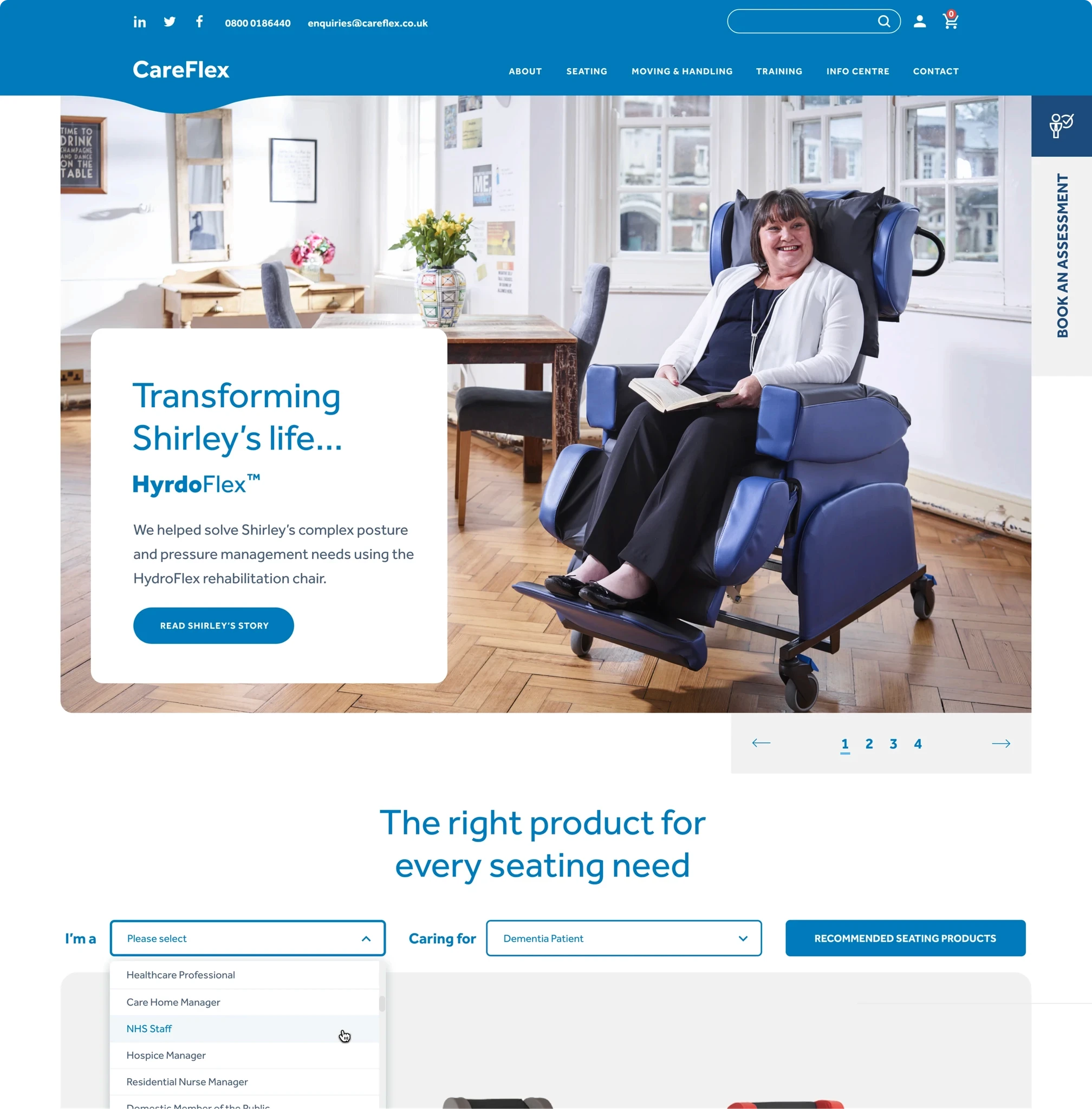 CareFlex website homepage design