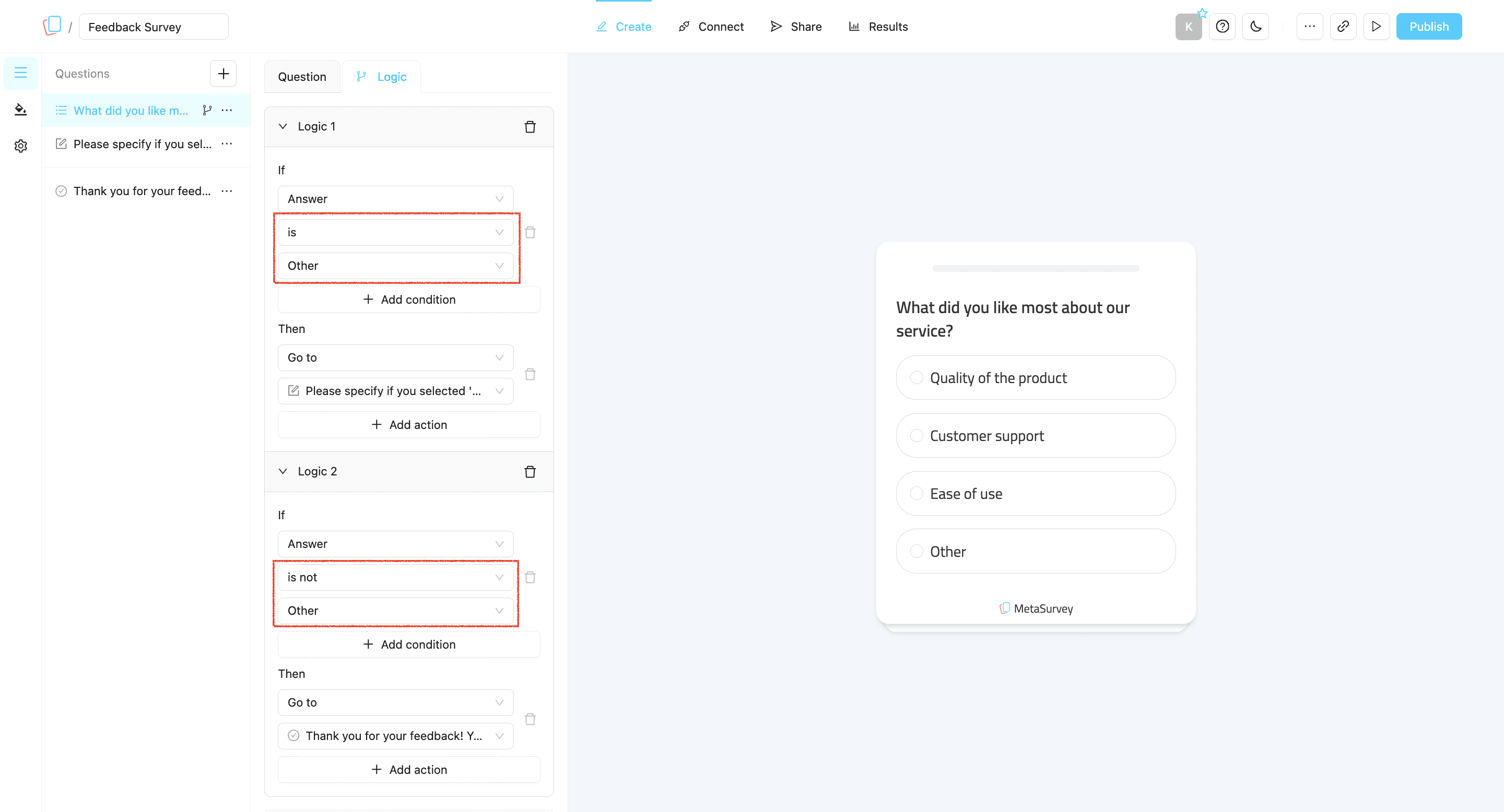 Multiple logics for Other choice