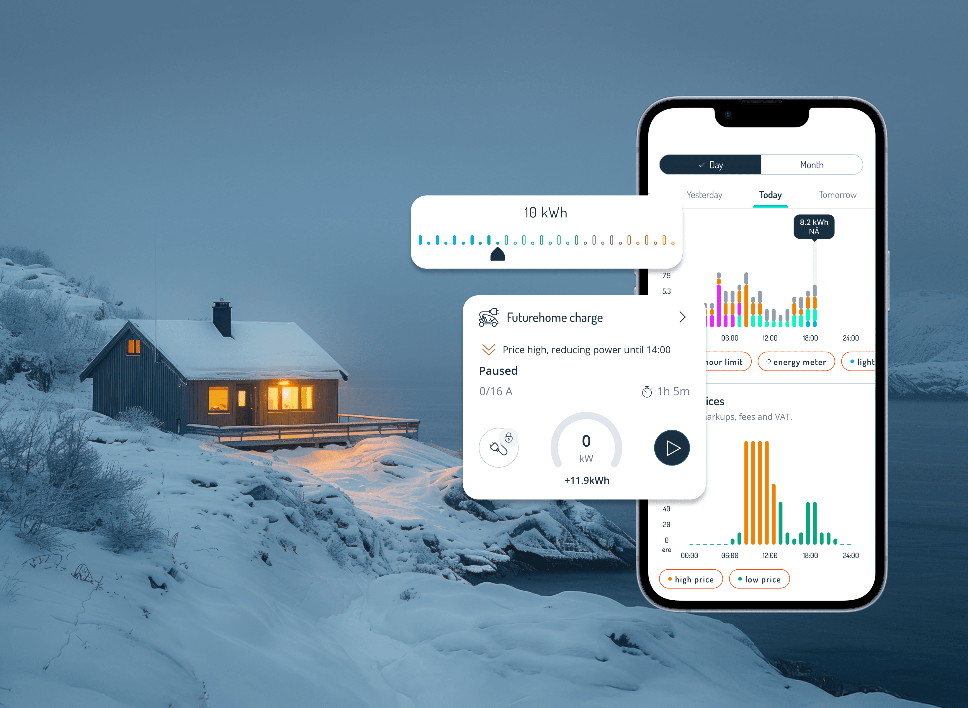 Mobile mockup on the snowy background