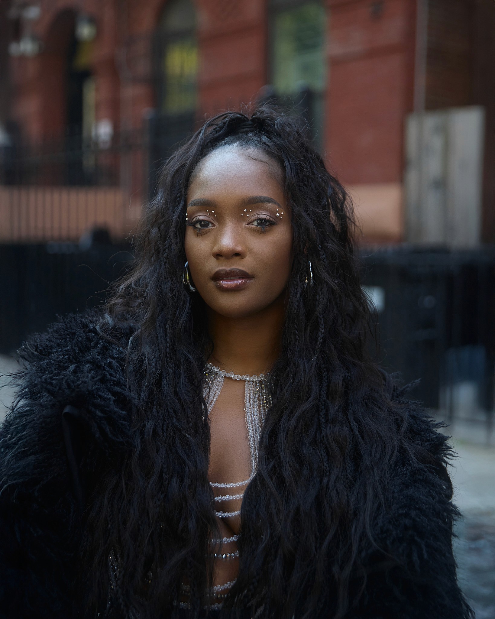 A tan sighthound stands in a grassy field.