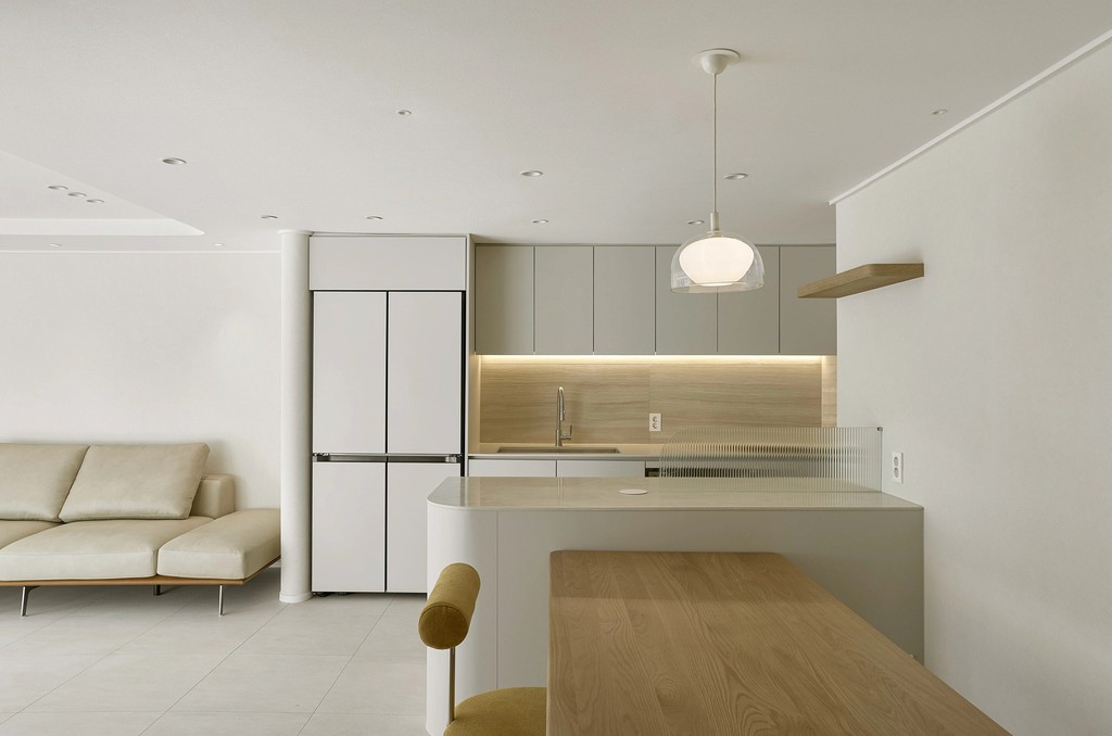 a room with a couch and a table