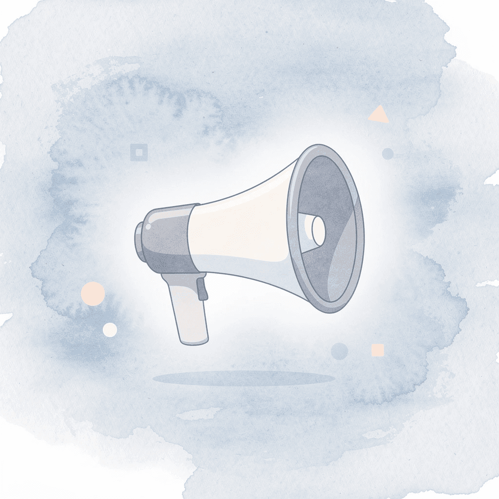 Megaphone icon representing promotional products marketing