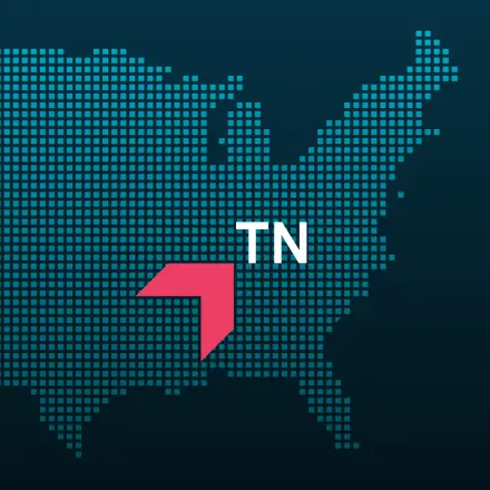 Map highlighting Tennessee with a red arrow, representing GIA Group, LLC truck insurance coverage area.