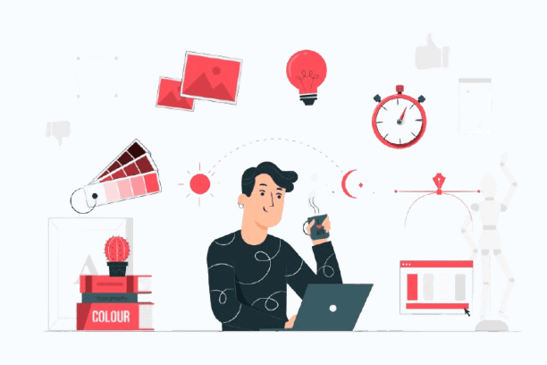 two hands touching each other in front of a blue background