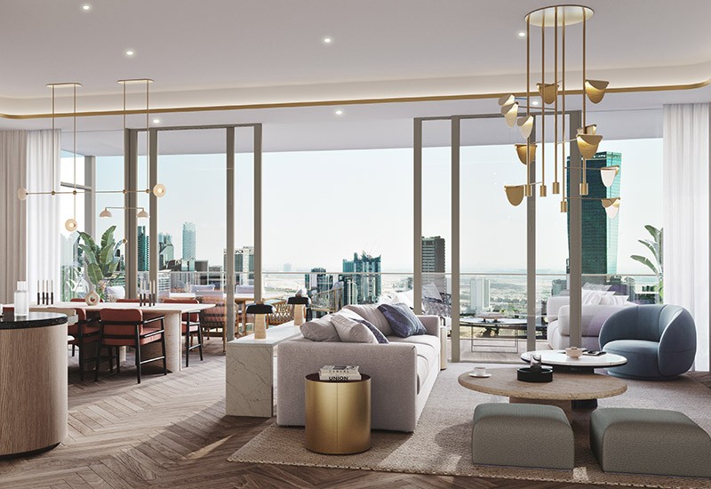 A residence living room at Jumeirah Living.