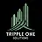 The image shows the logo of "Tripple One Solutions" featuring stylized, stacked vertical lines resembling skyscrapers above the company name on a dark green background.