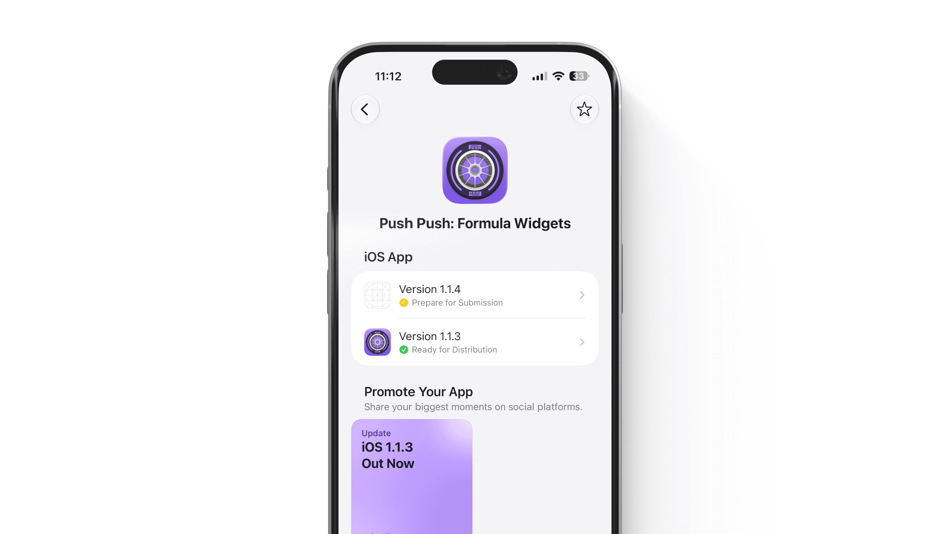 iphone device with screenshot of App Store Connect mobile app