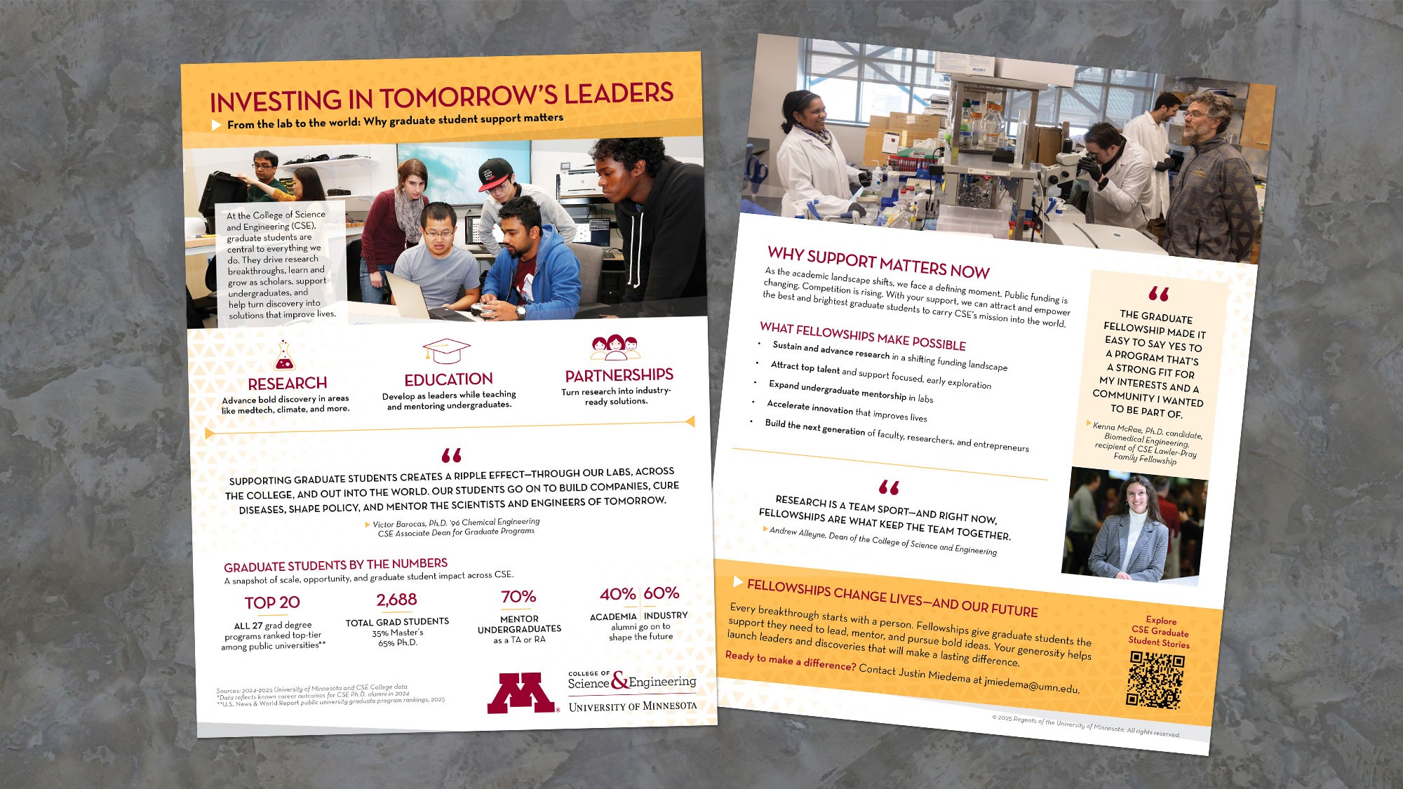 Front and back of a fundraising handout for fellowships