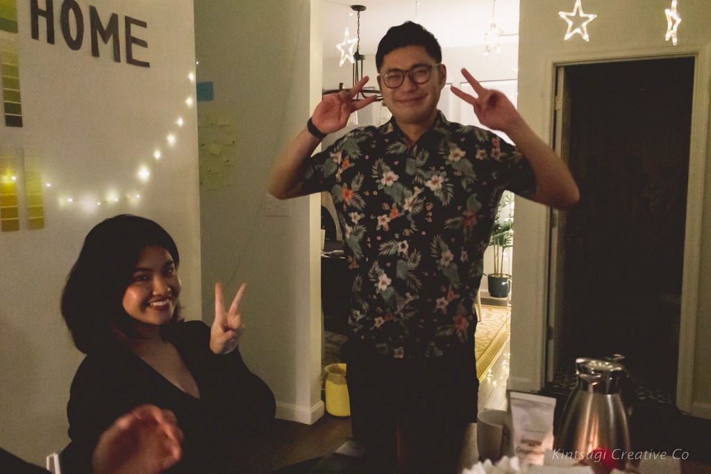 Two asians doing the peace sign at Kintsugo Connections meetup