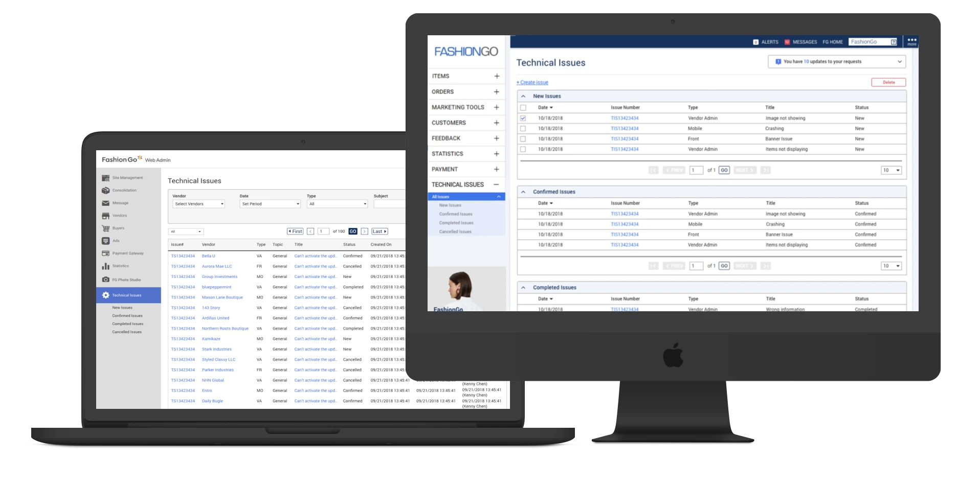 FashionGo Admin Dashboard interface