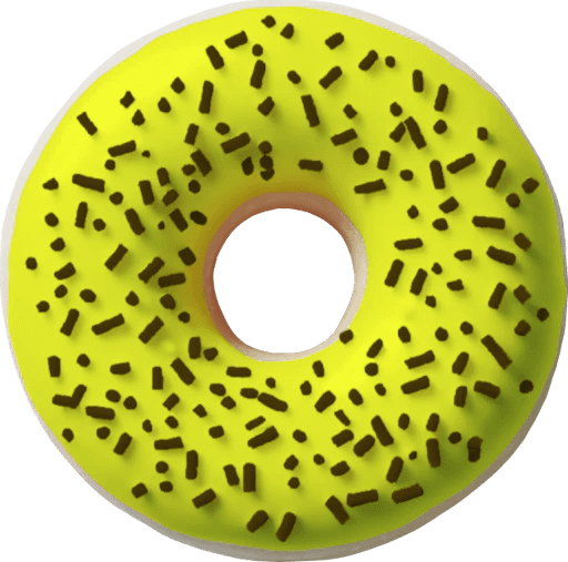 a 3D donut in yellow-green color with sprinkles