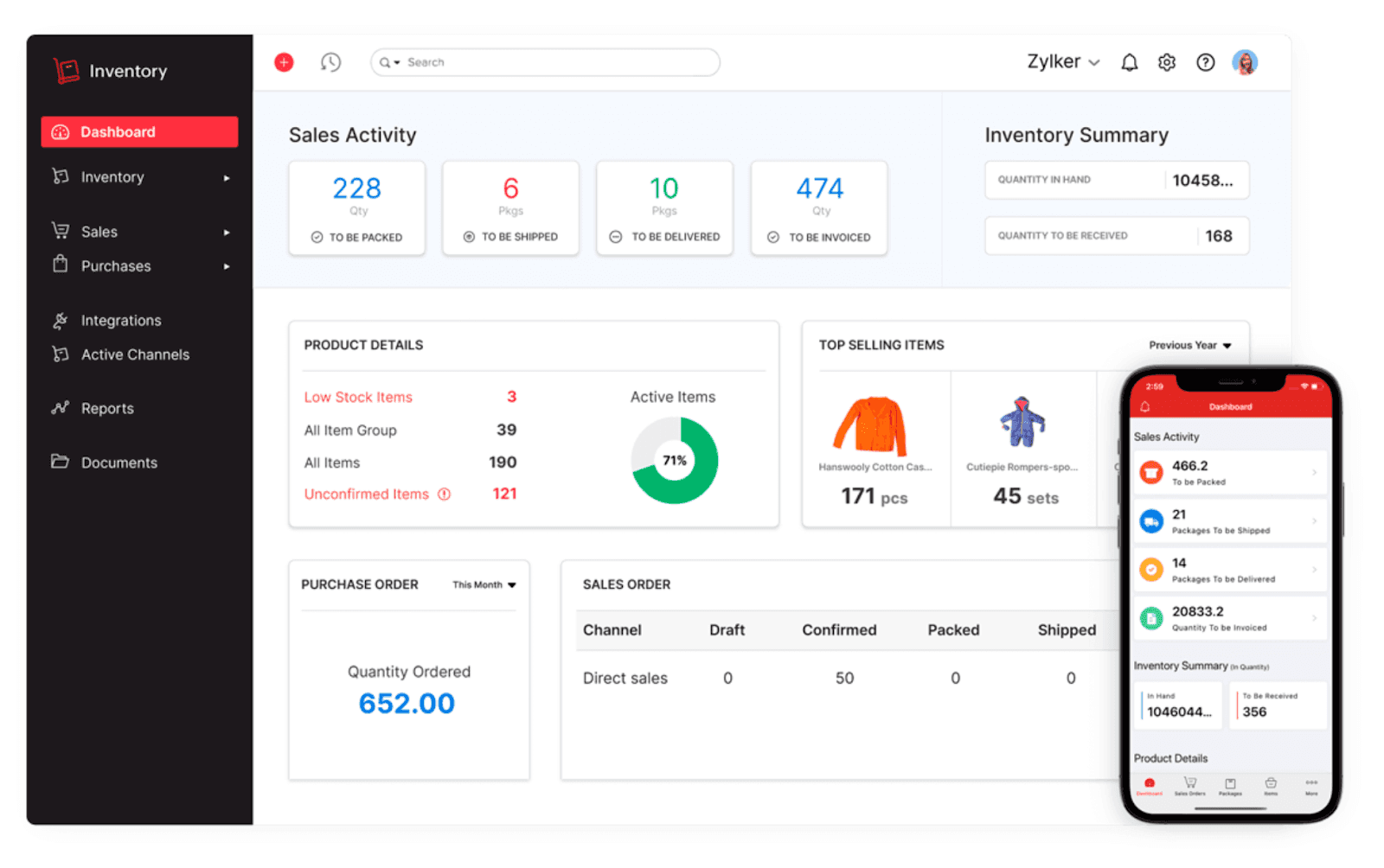 zoho inventory dashboard&nbsp;