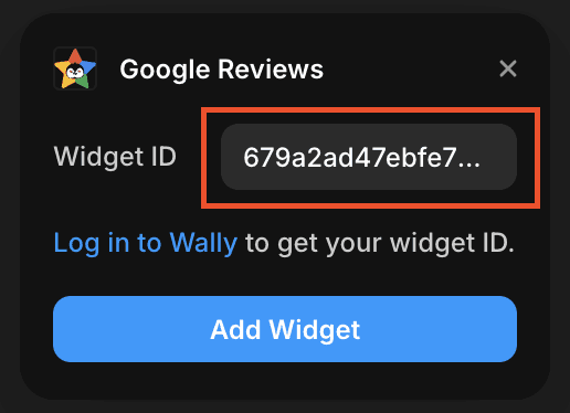 Widget ID input