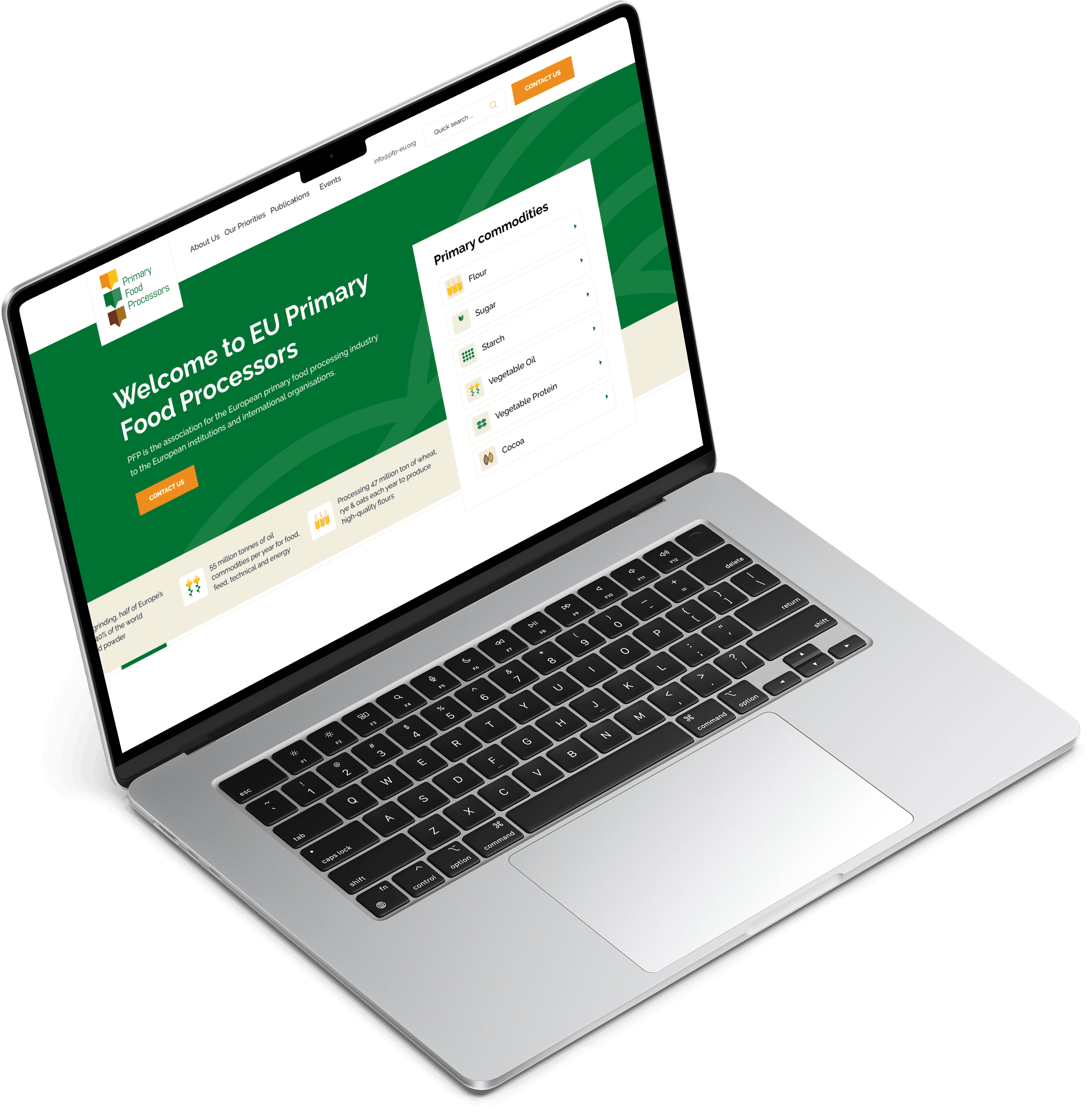 Primary Food Processors (PFP) Website Laptop Mockup
