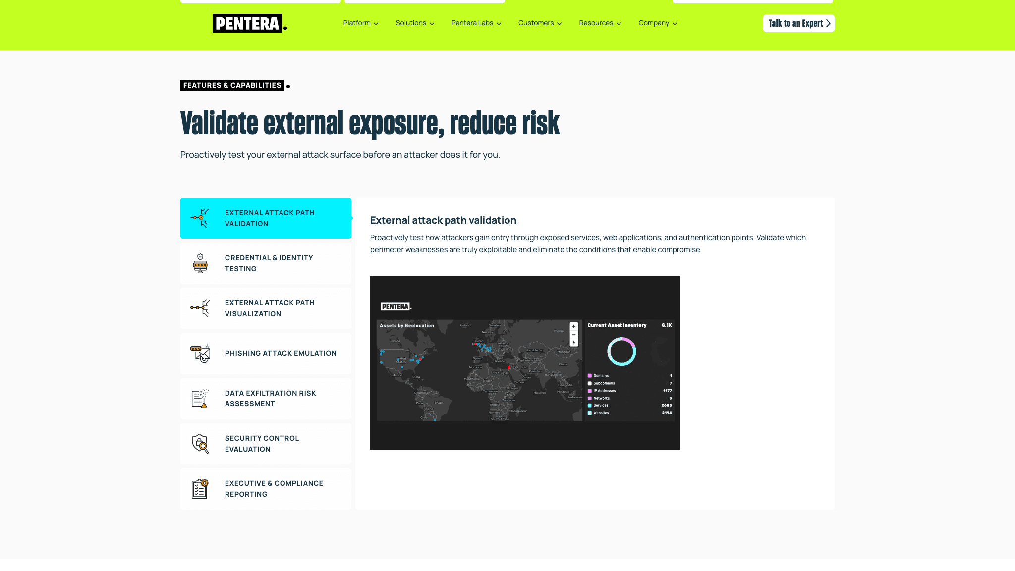 Pentera Surface external attack-path validation features