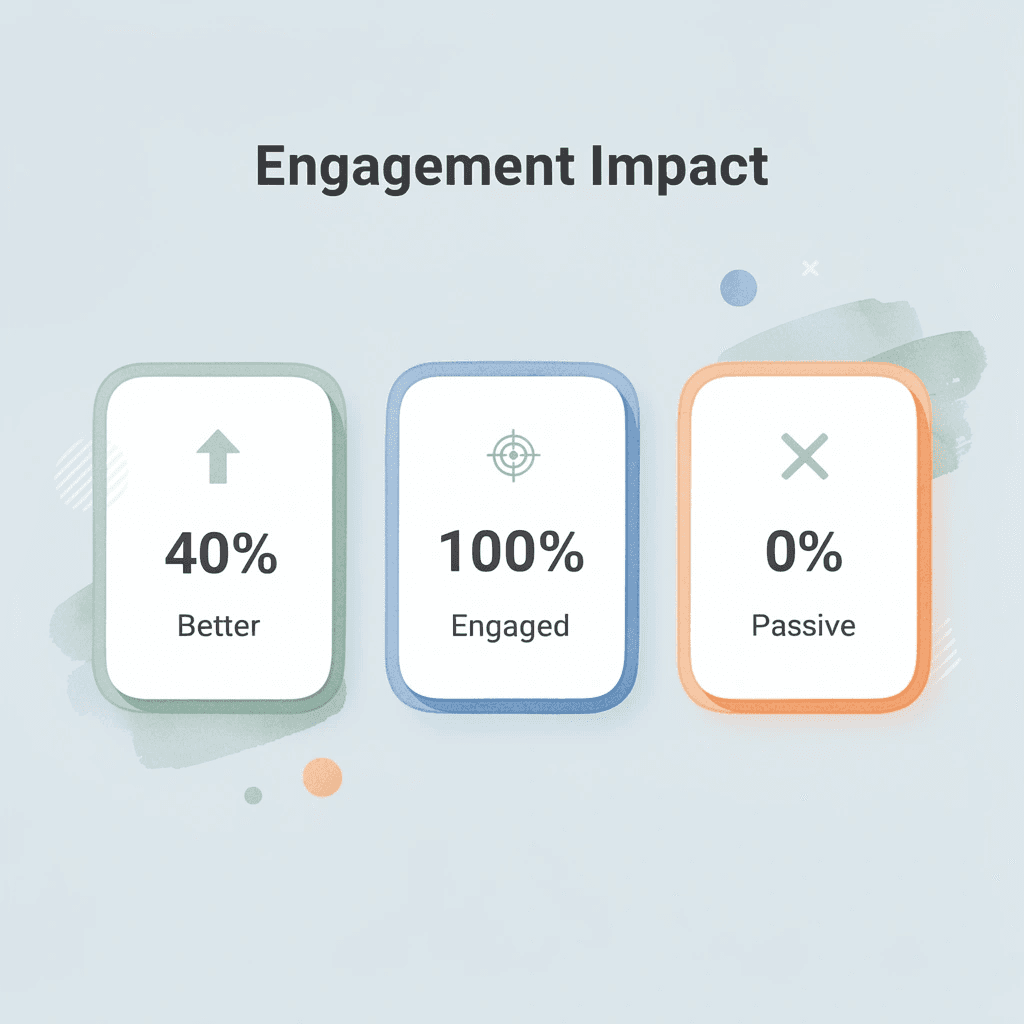 Statistics showing engagement impact on learning outcomes