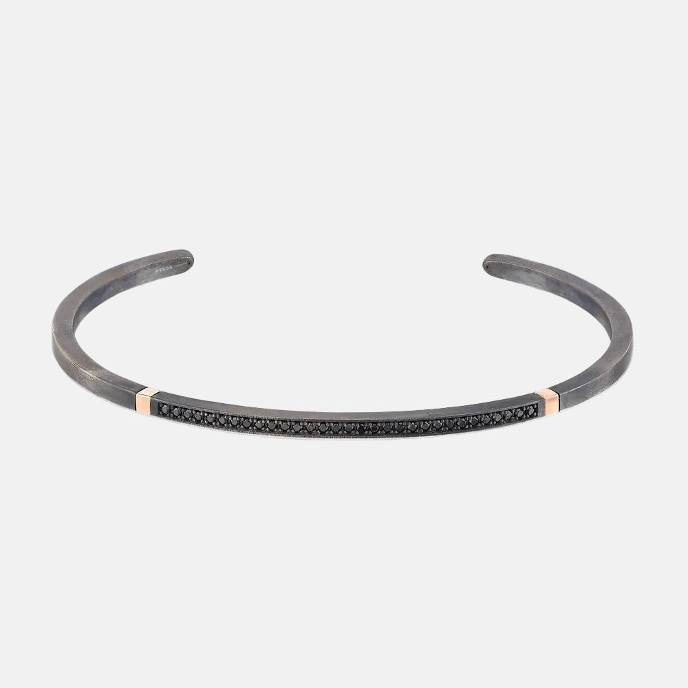 0.19 Karat Pırlantalı 14 Ayar Altın ve Gümüş Erkek Bileklik