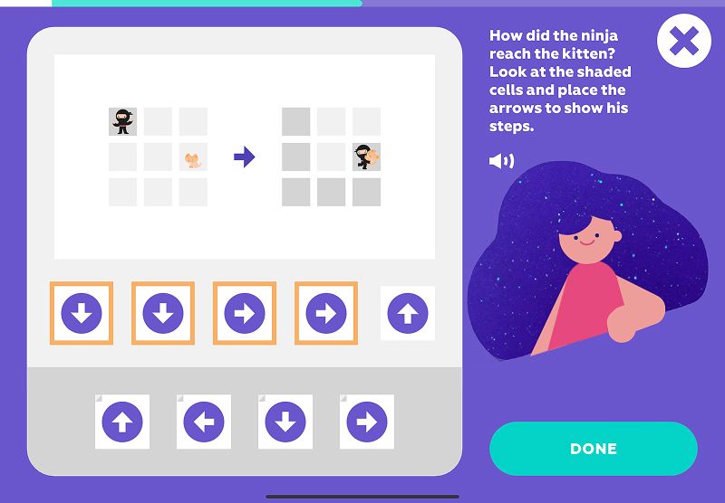 Creating a simple sequence of commands for a character in the Funexpected Math app
