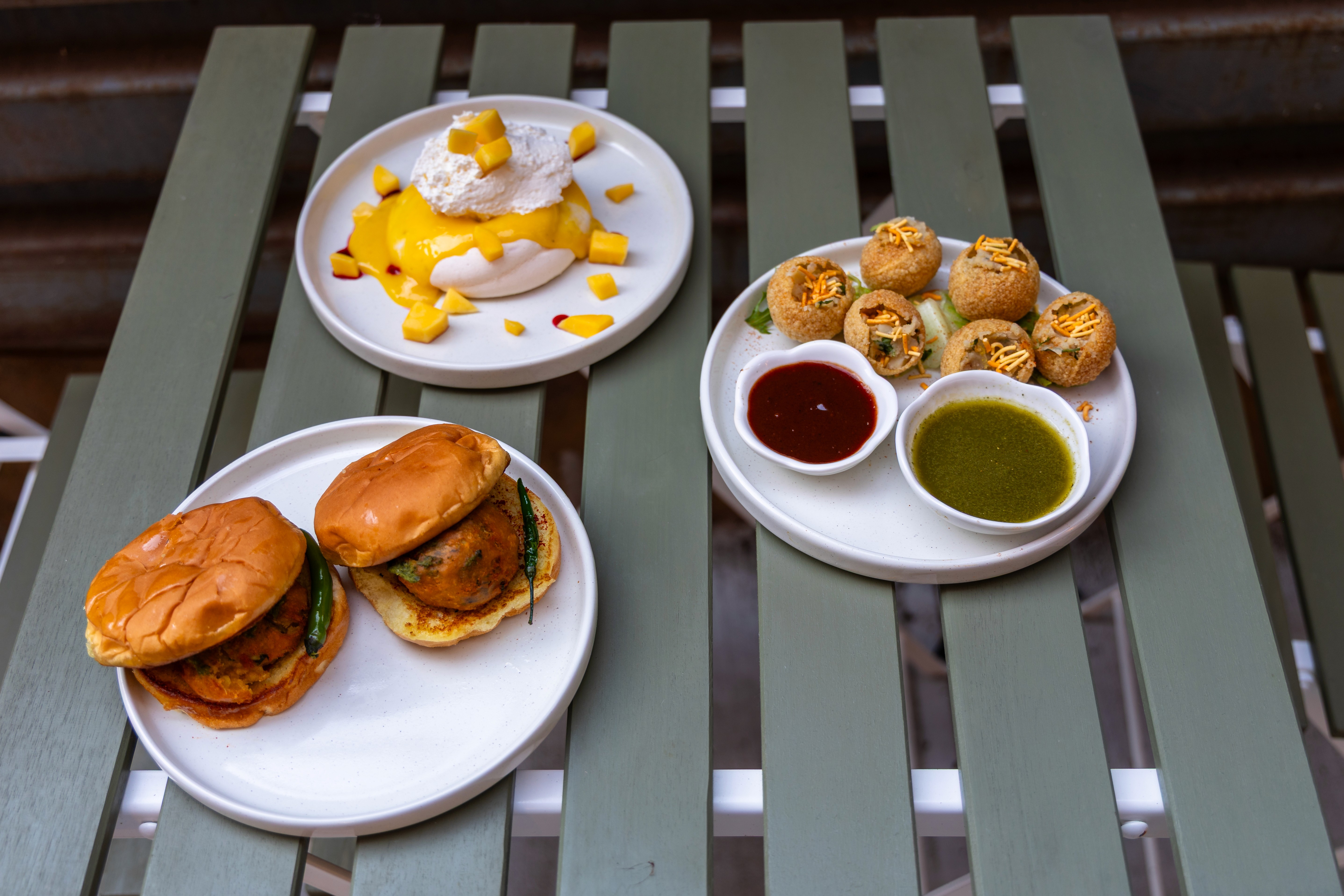 white plates with assorted foods