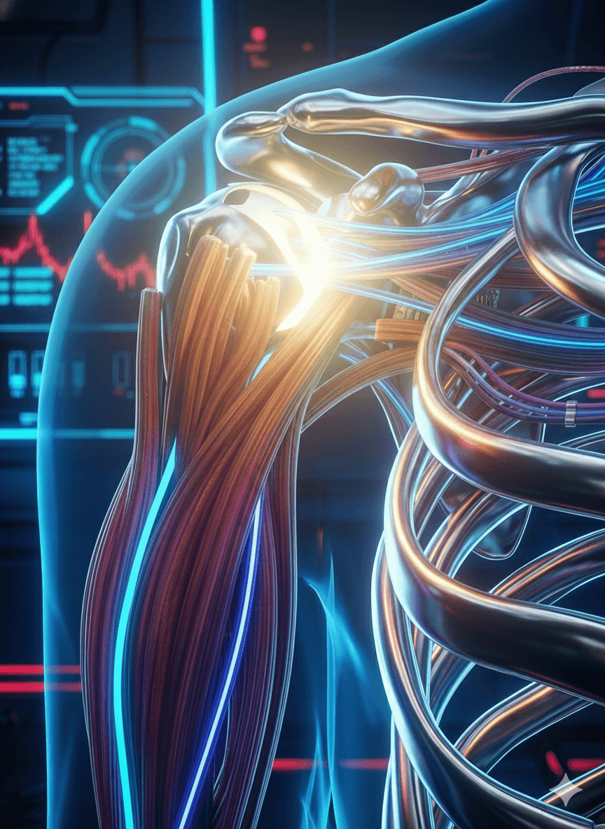 Futuristic image of painful shoulder