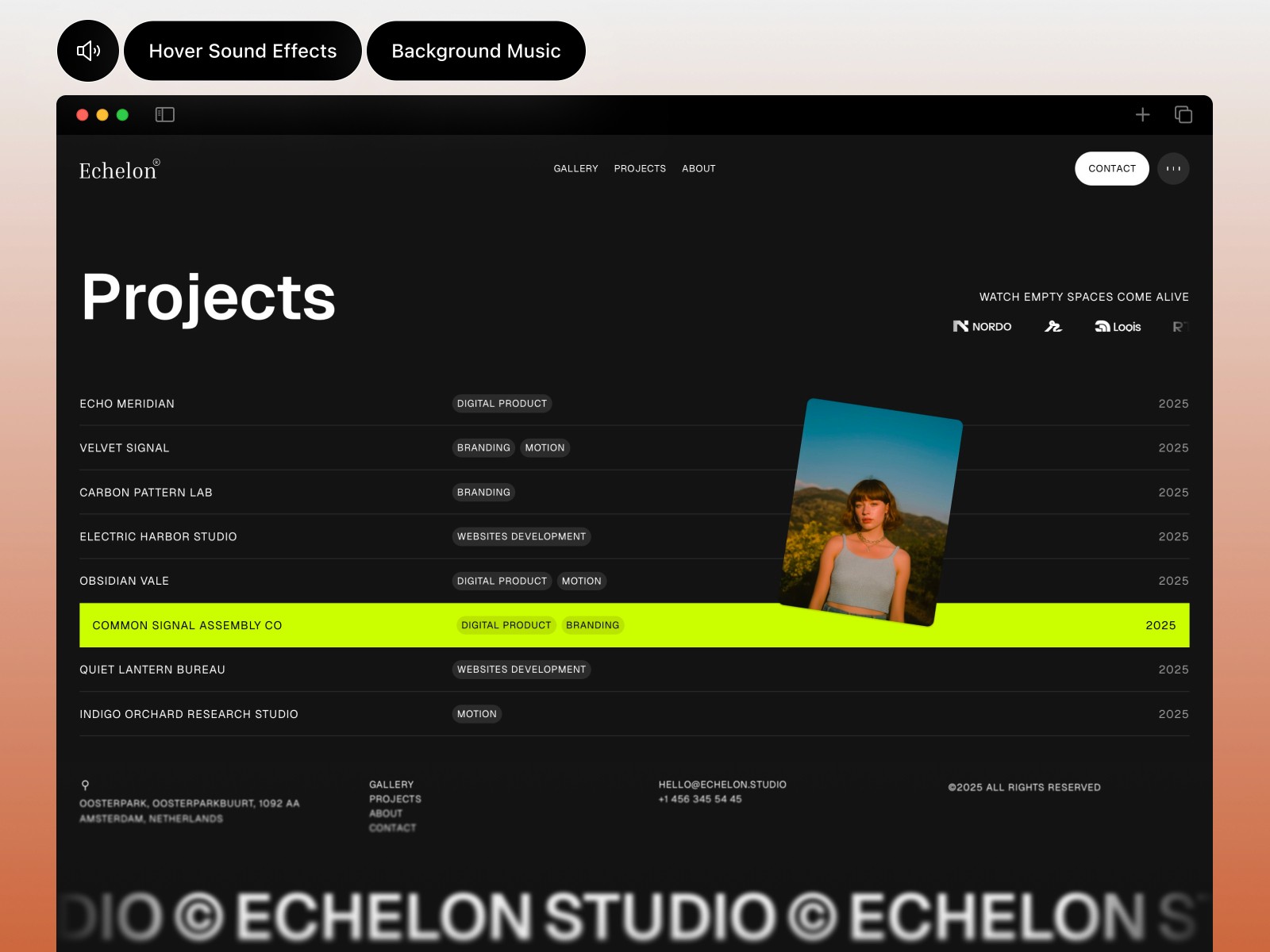 EchelonST — 黑白极简动效创意机构官网设计灵感