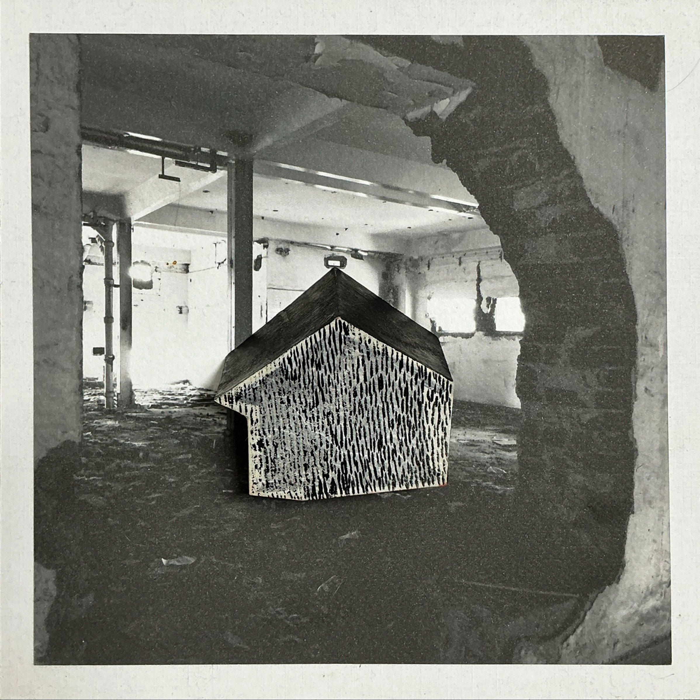 herd of sheep on road painting