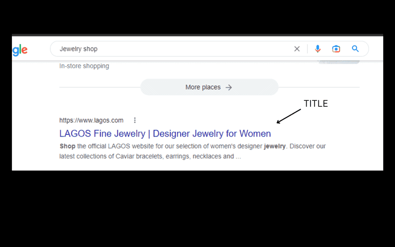 website title showing in google search results