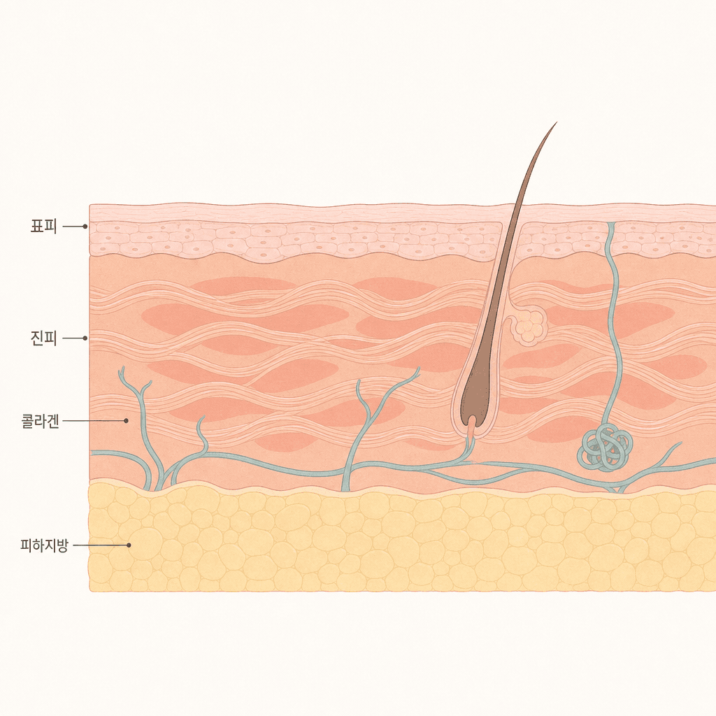 고주파 열이 진피층 콜라겐을 자극하는 구조