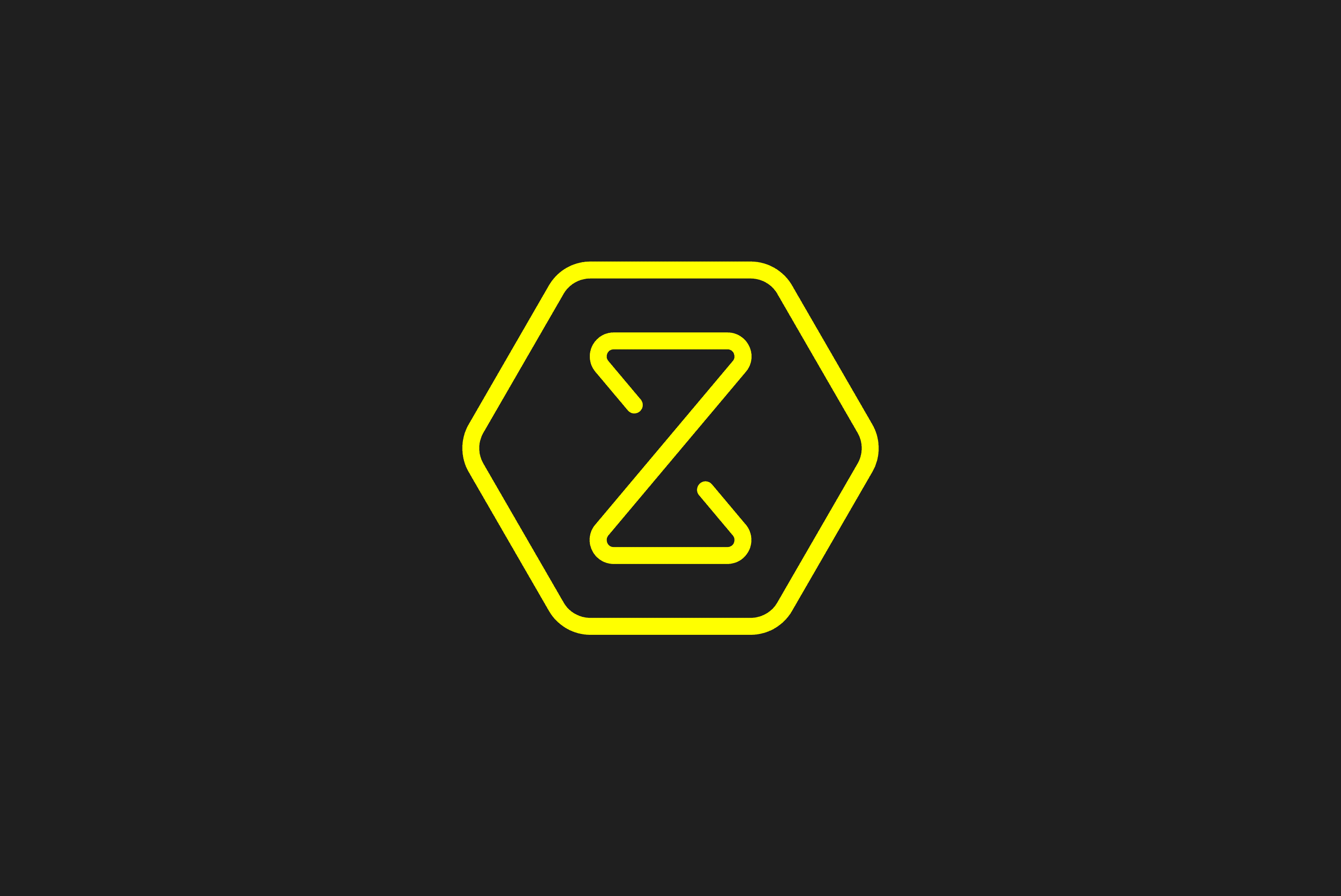 Yellow zigzag line in a hexagon on a black background