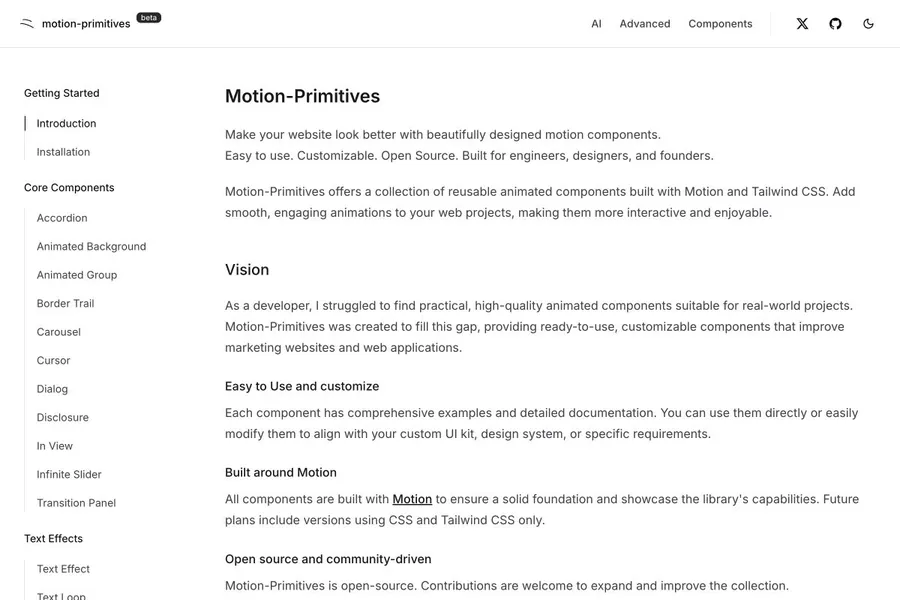 Motion Primitives website preview, captured September 18, 2026