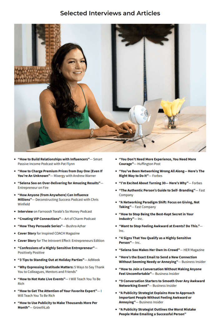 selena soo, social proof with media coverage