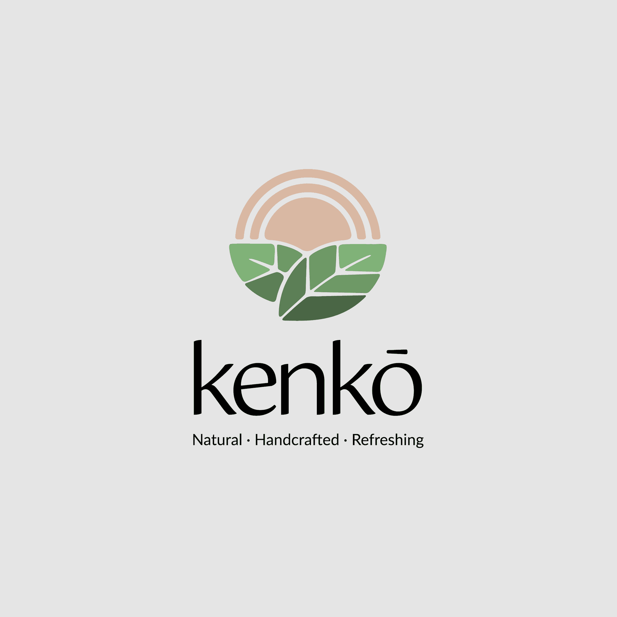 The primary Kenkō logomark and wordmark on a light, textured background.