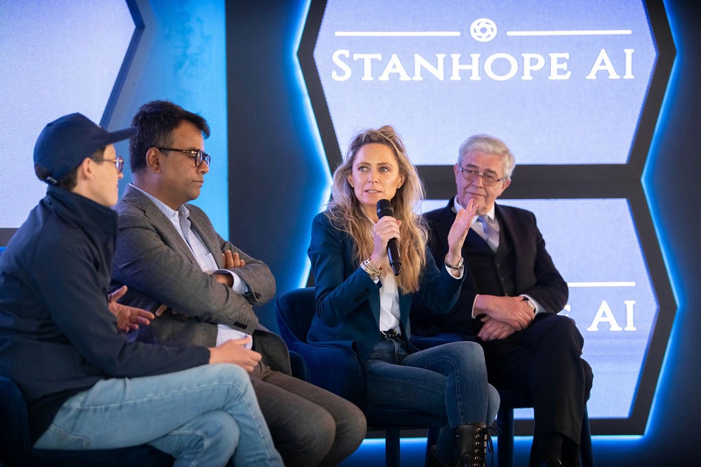 Corporate guests engaging with product experts