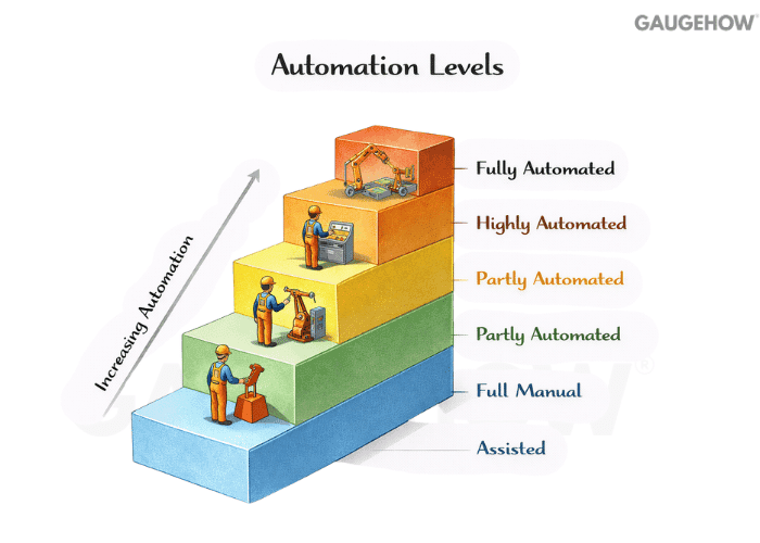 Automation levels assisted to fully automated