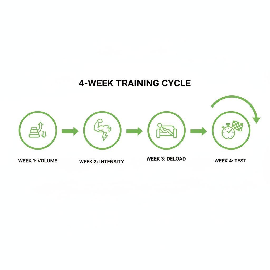 Weekly periodization training cycle diagram for intermediate lifters
