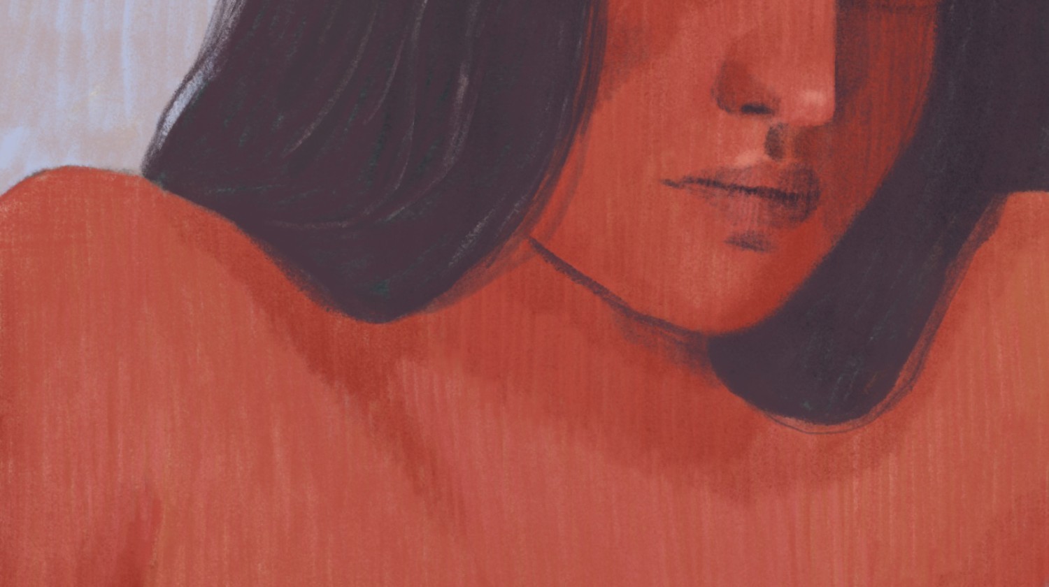 Detail of "Red Girl" — digital illustration by Katarzyna Księżopolska