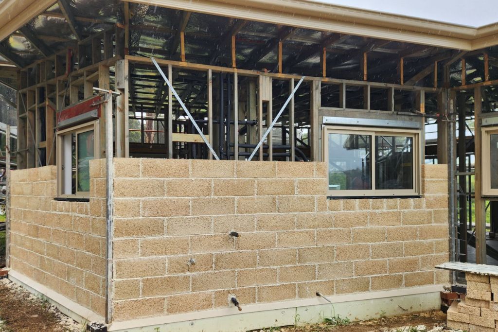 a project being built with hempcrete blocks