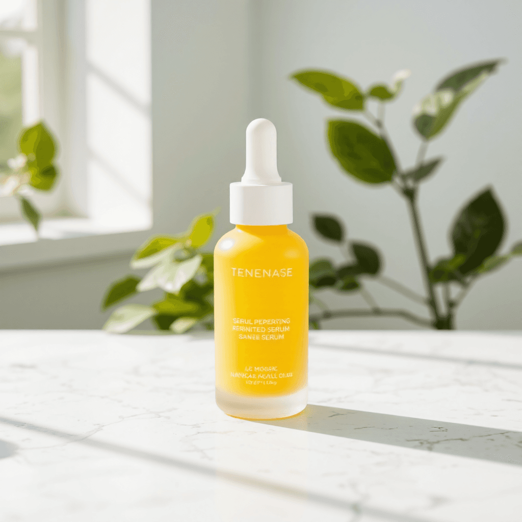 product photography of a bottle of serum for targeted dark spots and pigmentation