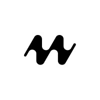 Stylized black waveform design on a white background.