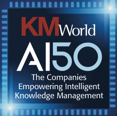 KMWorld AI 50: The Companies Empowering Intelligent Knowledge Management award badge