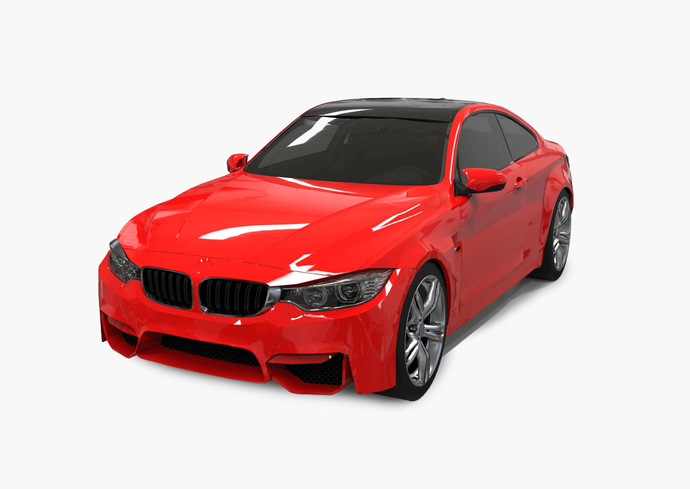 front view of red car