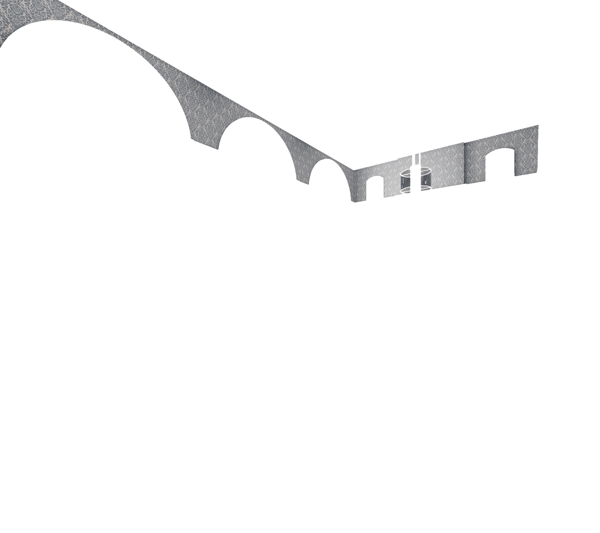 Blue and white wallpaper render