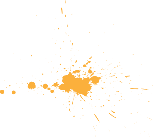 Orange paint splatter on a black background. Abstract art.