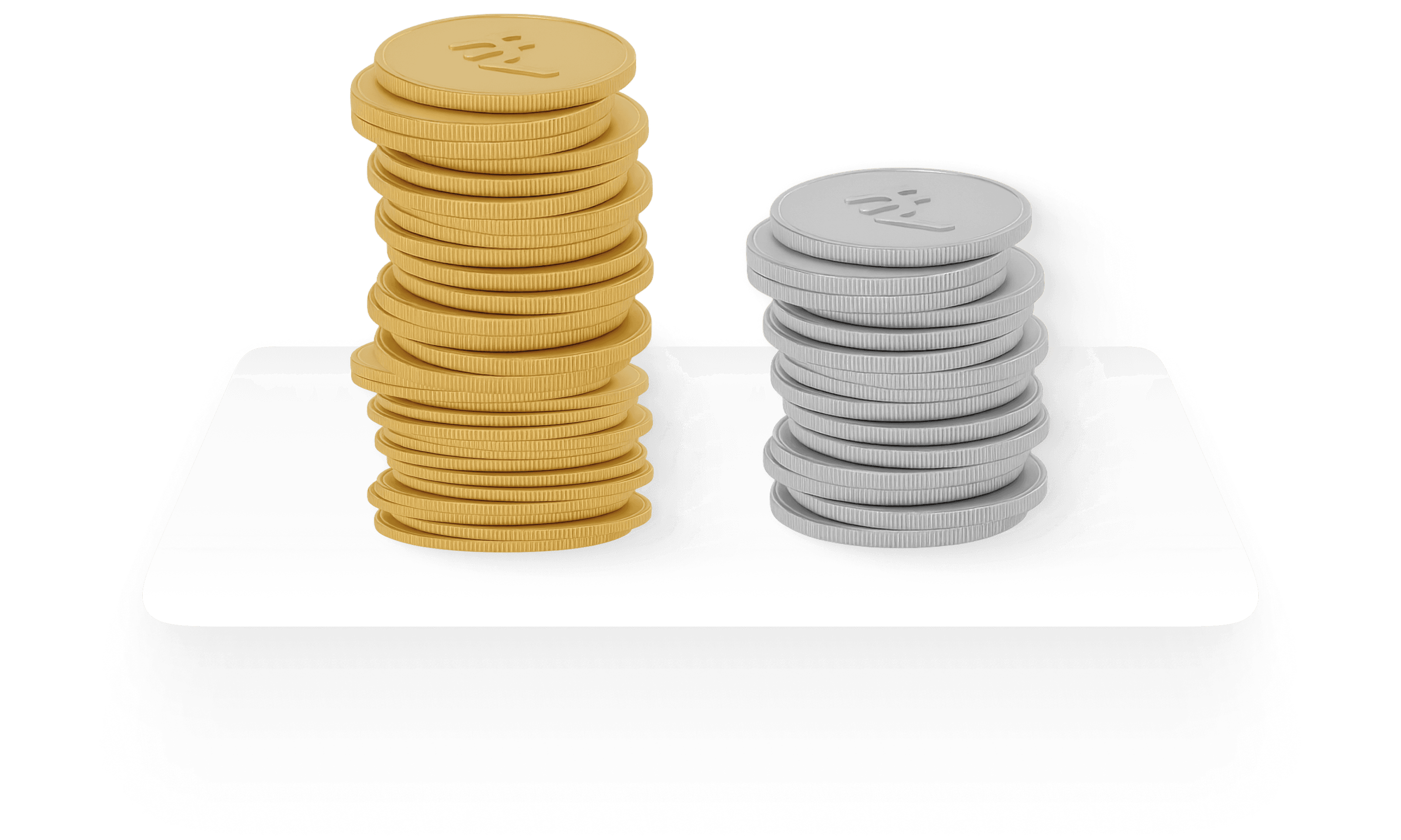 Gold and silver coin stacks comparing investment performance.